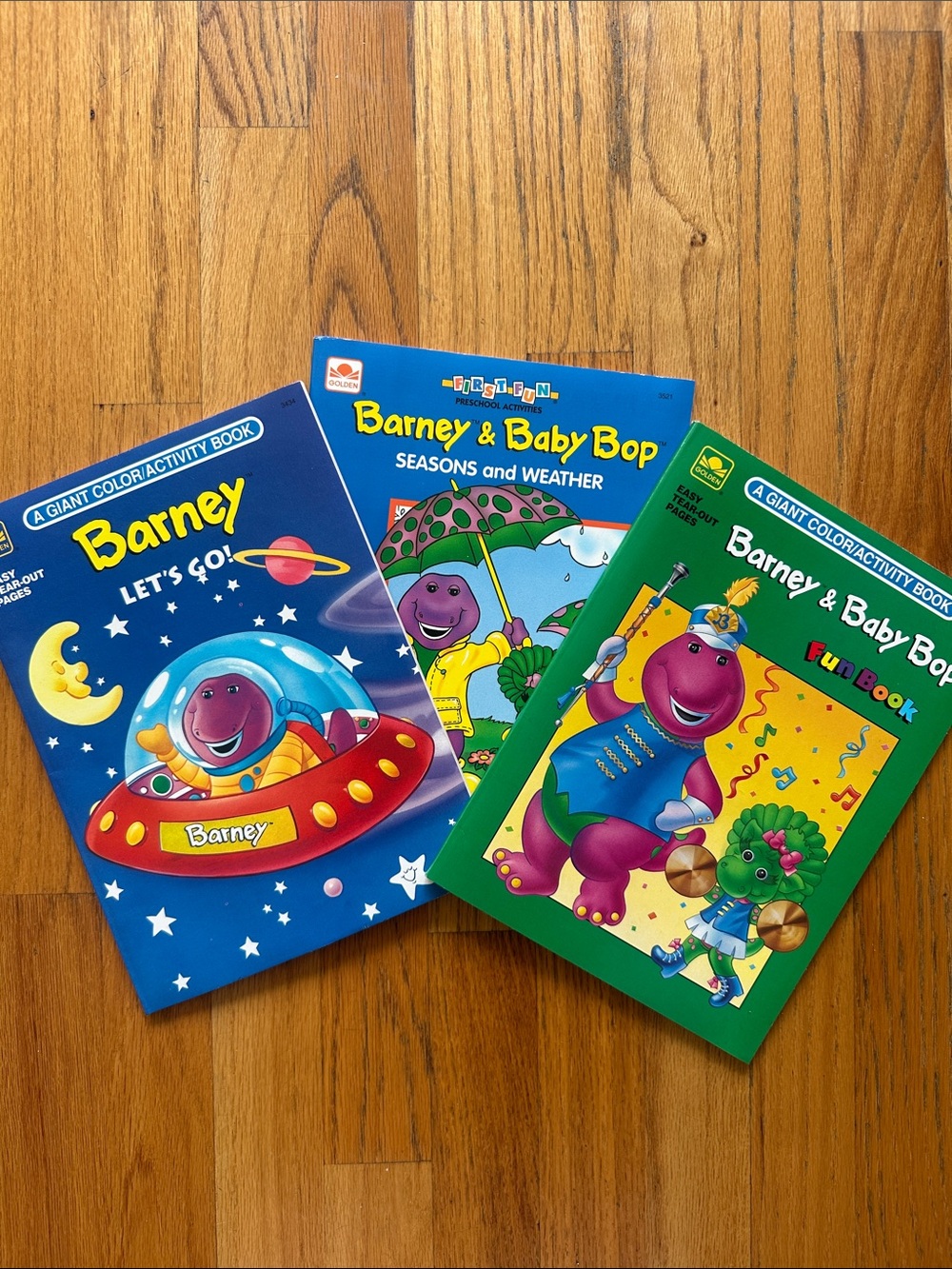 Vintage Barney & Baby Bop Coloring & Activity Books - Blue, Green, Purple
